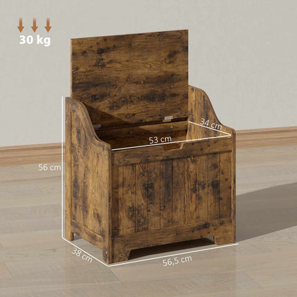 Rustic Brown Wooden Storage Chest with Safety Hinge