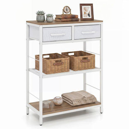 Rustic Narrow Console Table with Drawers and Shelves