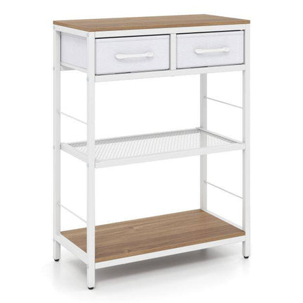 Rustic Narrow Console Table with Drawers and Shelves