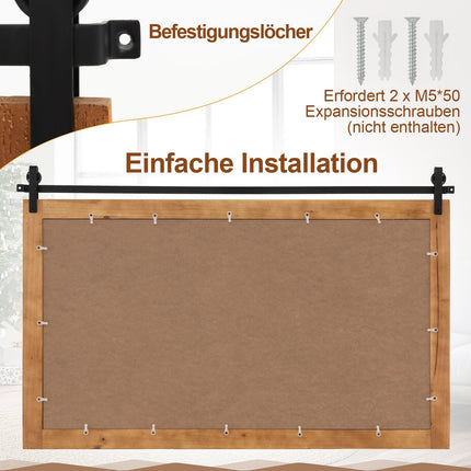 Rustic Wood Frame Wall Mirror, 100x66 cm, Brown