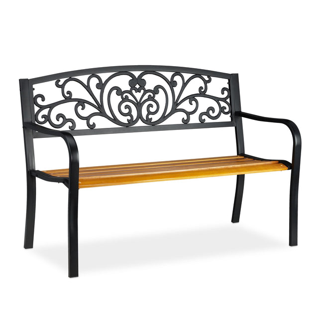 Rustic garden bench in metal and wood