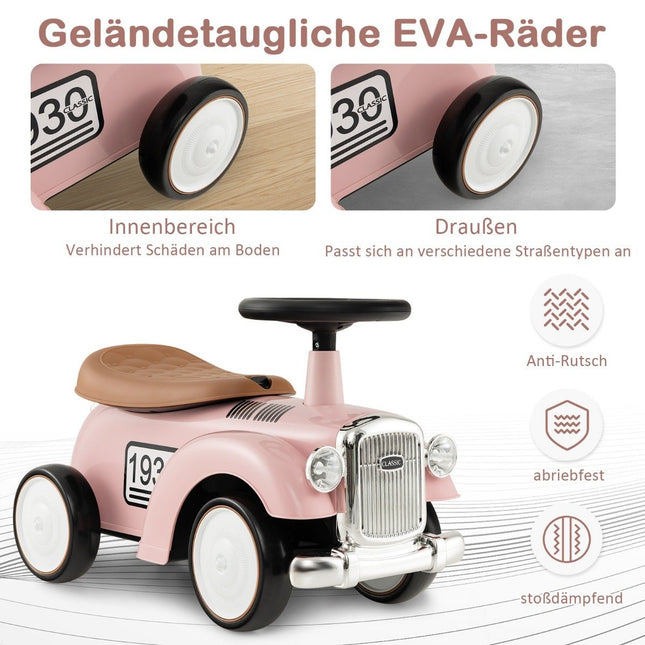 Rutcshauto ride-on vehicle with storage space & tip protection children's vehicle with steering wheel 58 x 27 x 34 cm pink