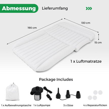 SUV Air Mattress 190x130 cm, Inflatable Bed with Pump