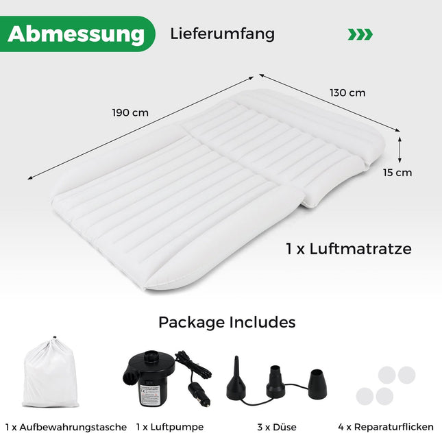 SUV Air Mattress 190x130 cm, Inflatable Bed with Pump