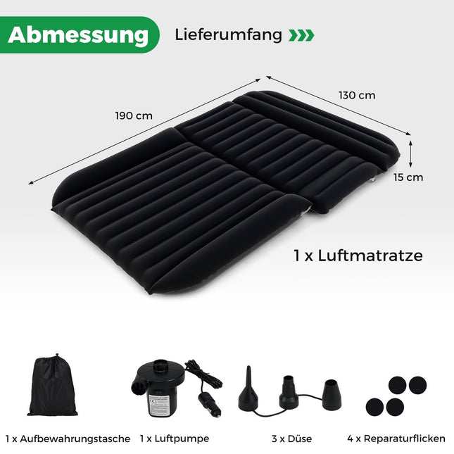 SUV Air Mattress 190x130 cm, Inflatable Bed with Pump