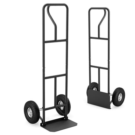 Sack truck with P-handle forklift truck with high backrest folding loading area & rubber wheels black