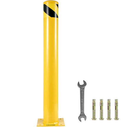 Safety Bollard, 42 in x 5.5 in Steel, Yellow, 4 Bolts