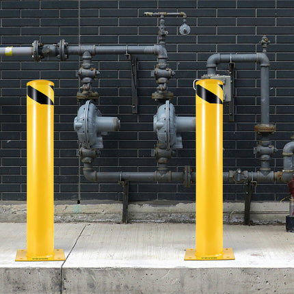 Safety Bollard Posts, 36 Inch Steel, 5.5 Inch Dia, 2-Pack