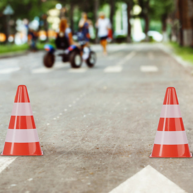 Safety Cones Set of 10 with Barrier Tape & Bag
