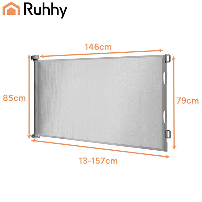 Safety Gate for Stairs and Doors, Gray, 157cm