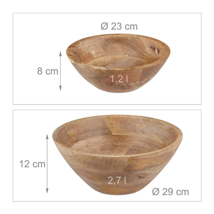 Salad bowl set of 2 mango wood