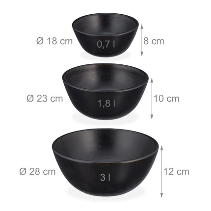 Salad bowl set of 3 black