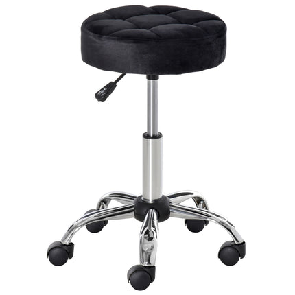 Black Velvet Salon Chair - Adjustable swivel with wheels