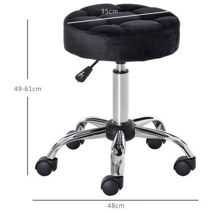 Black Velvet Salon Chair - Adjustable swivel with wheels