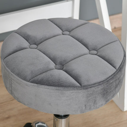Lounge chair Rolling Stool, Velvet Touch, Adjustable height, Grey