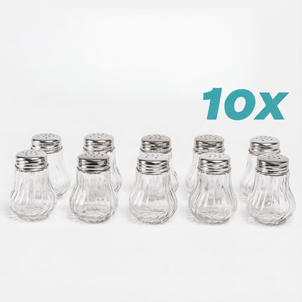 Salt & Pepper Shaker Set, 10-Piece Ribbed Glass