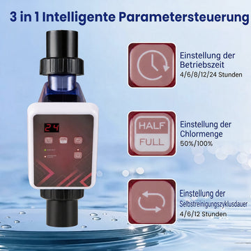Saltwater Pool Chlorinator – Self-Cleaning, 11-22 m³ Capacity