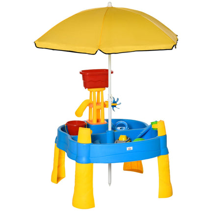 Sand & water play table for children, 25 pcs, parasol included