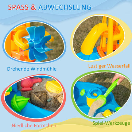 Sand & water play table for children, 25 pcs, parasol included