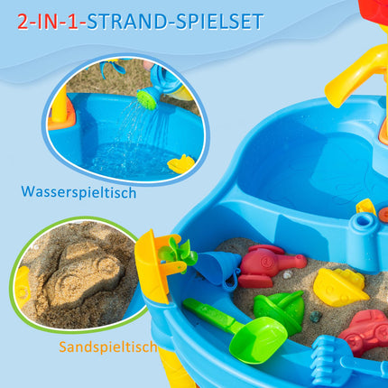 Sand & water play table for children, 25 pcs, parasol included