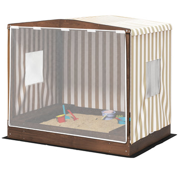 Wooden sandbox with bench & storage, 142 x 101.5 cm