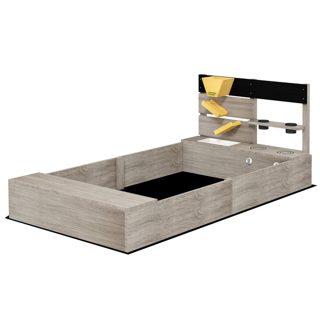Wooden sandbox for children 3-7 years, bottomless design, 154x80x60 cm