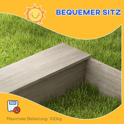 Wooden sandbox for children 3-7 years, bottomless design, 154x80x60 cm