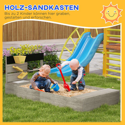Wooden sandbox for children 3-7 years, bottomless design, 154x80x60 cm