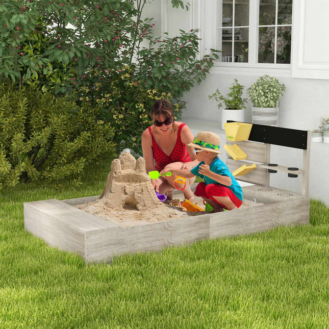 Wooden sandbox for children 3-7 years, bottomless design, 154x80x60 cm