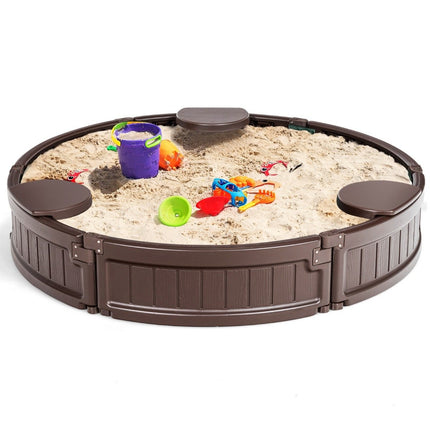 Sandpit 120 cm Large round sandpit 120 x 120 x 21 cm brown