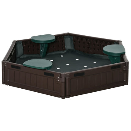 Children's sandbox with seats - HDPE, brown, Ø120x21cm