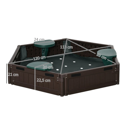 Children's sandbox with seats - HDPE, brown, Ø120x21cm