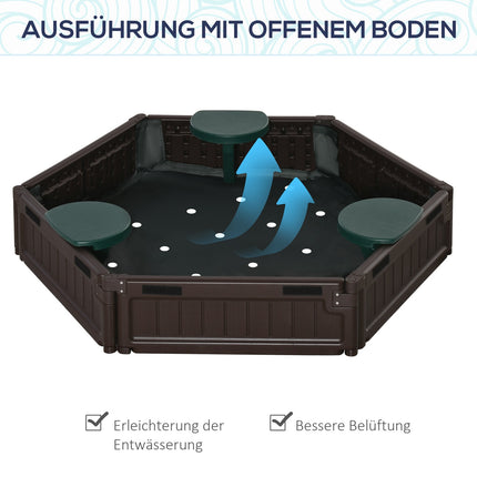 Children's sandbox with seats - HDPE, brown, Ø120x21cm