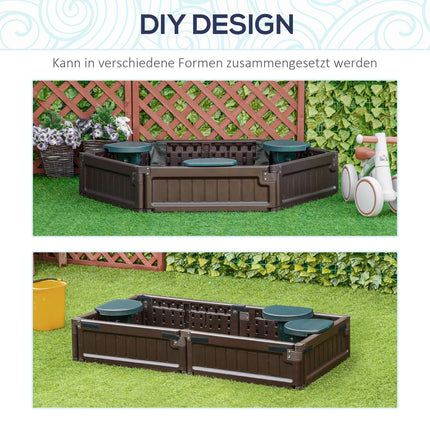 Children's sandbox with seats - HDPE, brown, Ø120x21cm