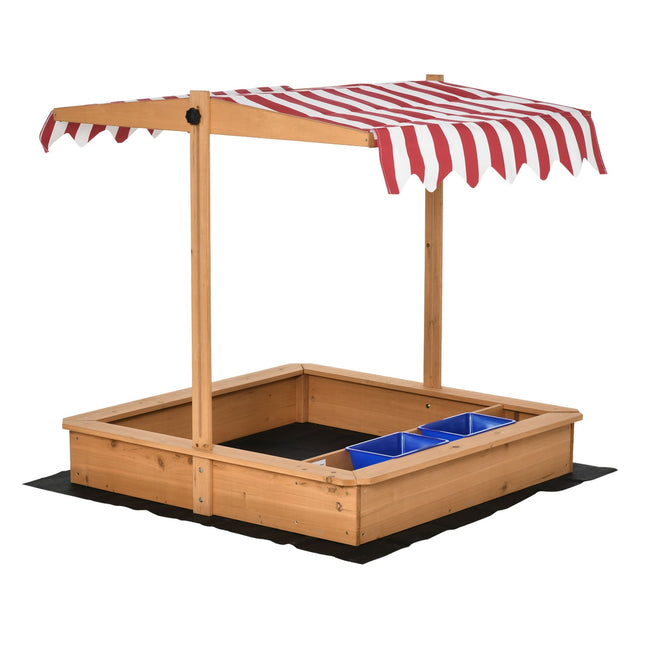 Wooden sandbox with lid and roof for children aged 3-7