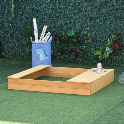 Wooden sandbox with dustproof roof & storage, 3-6 years