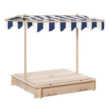 Wooden sandbox with adjustable roof for children aged 3-7