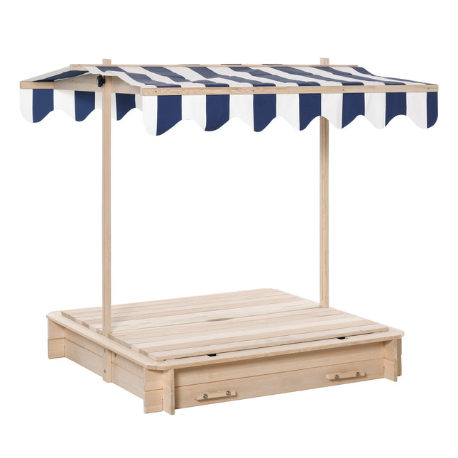 Wooden sandbox with adjustable roof for children aged 3-7