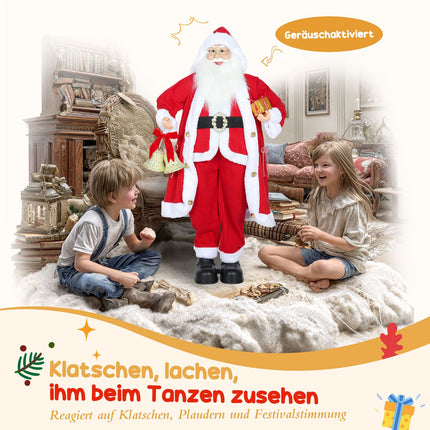 Santa Claus Figure 1.15m with Gift and Bell, Indoor Use
