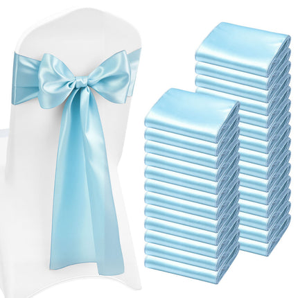 Satin Chair Sashes, 100-Pack, 7 x 108 in, Light Blue