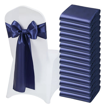 Satin Chair Sashes, 50 Pack, 7 x 108 Inch, Navy