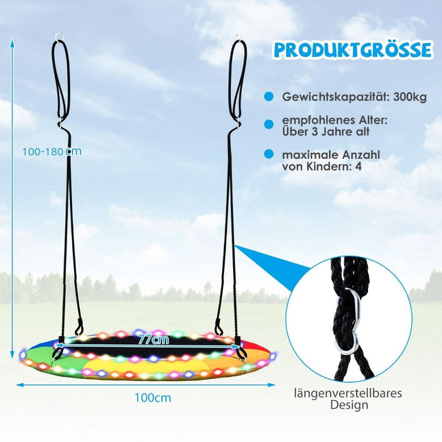 Saucer swing with a diameter of 100 cm can hold up to 300 kg LED swing for children & adults rainbow color