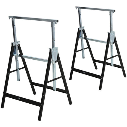 Adjustable black metal saw, foldable, supports 200 kg