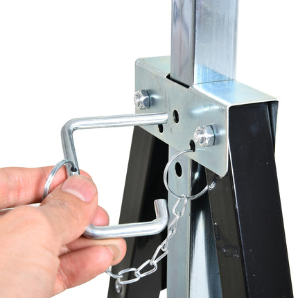 Adjustable black metal saw, foldable, supports 200 kg