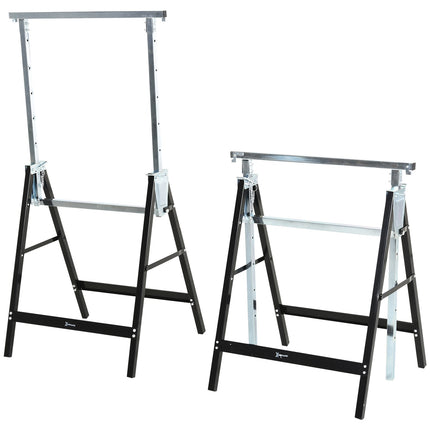 Adjustable black metal saw, foldable, supports 200 kg