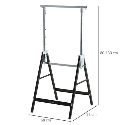 Adjustable black metal saw, foldable, supports 200 kg