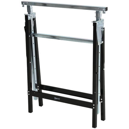 Adjustable black metal saw, foldable, supports 200 kg