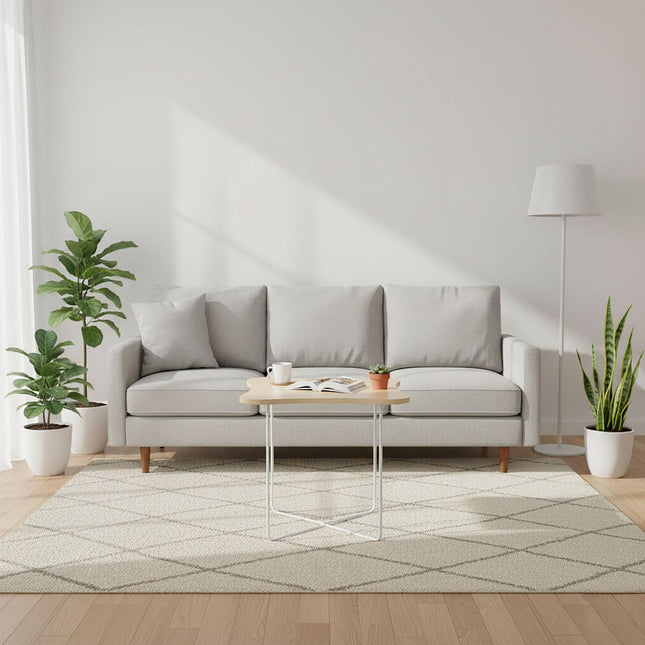 Scandinavian Side Table, Light Wood & White Metal