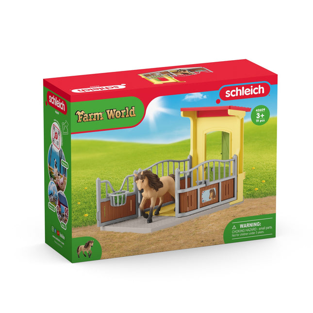 Schleich Farm World Playset Pony Box With Iceland Pony Stallion