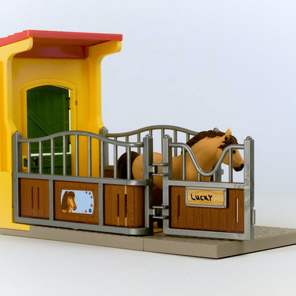 Schleich Farm World Playset Pony Box With Iceland Pony Stallion